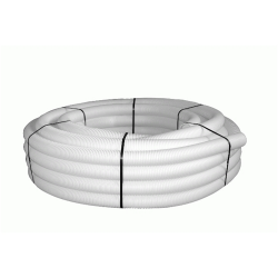 Lankstus, iš išorės gofruotas, antistatinis, antibakterinis ir antigrybelinis ortakis MVD75, baltos spalvos (50 metrų)