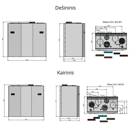 Rotacinis rekuperatorius ENSY WAVE AHU-400B su Wi-Fi ir Bluetooth valdikliu