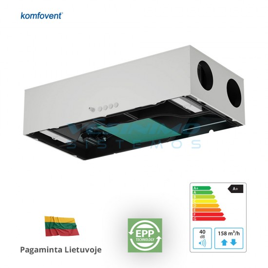 Rekuperatorius Komfovent Domekt CF 150 F C6M su EPP technologija - geresnė šilumos izoliacija be šalčio tiltelių Rekuperatorius Komfovent Domekt CF 150 F C6M su EPP technologija - geresnė šilumos izoliacija be šalčio tiltelių