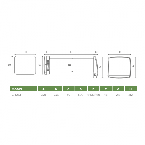 Mini rekuperatorius O.ERRE GHOST 160 WIRELESS