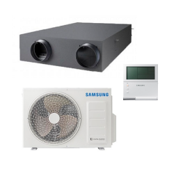 Plokštelinis Samsung ERV PLUS AM050FNKDEH rekuperatorius su valdikliu, šaldymo sekcija ir išoriniu bloku