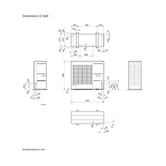 alpha innotec šilumos siurblys oras-vanduo be boilerio ECO LINE L12 SPLIT - HM 12 9-12 kW